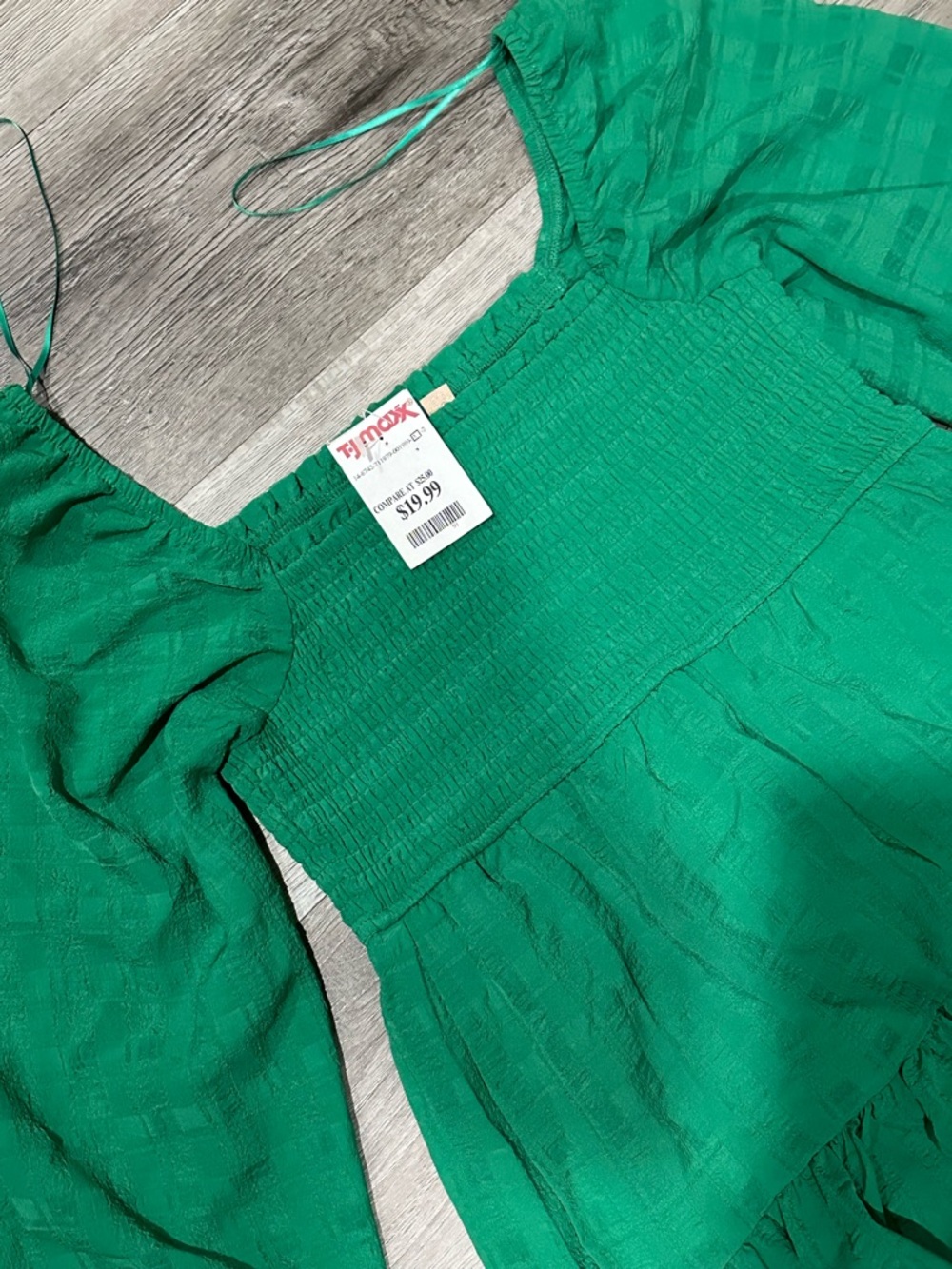 T.J.Maxx Emerald Green Tiered Smocked Mini Dress - Picture 2 of 2